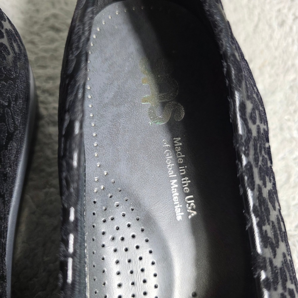 SAS Bliss Loafers Leopard Flex Fabric Low Wedge Heel Womens 11 Black NEW - Picture 4 of 8